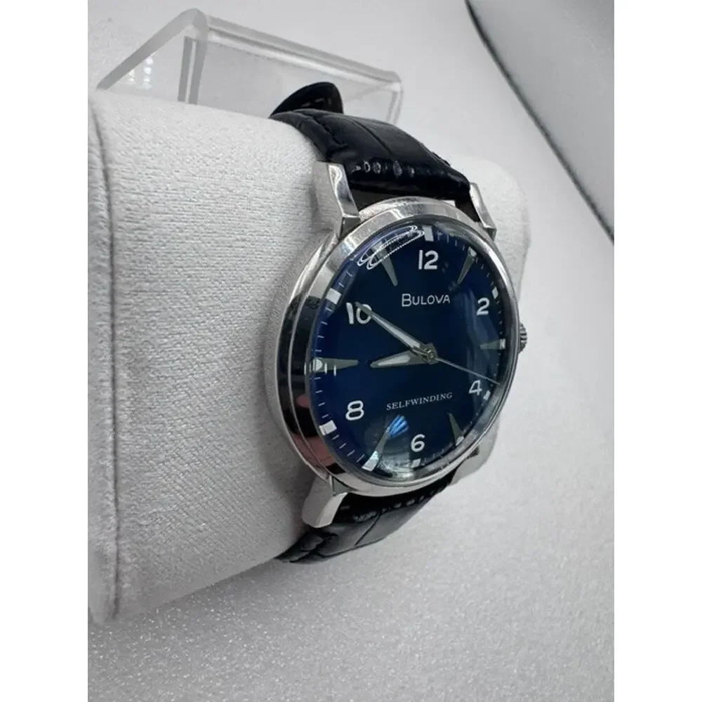 Bulova 96A242 Classic Automatic Blue Dial Leather Strap Selfwinding Watch $499